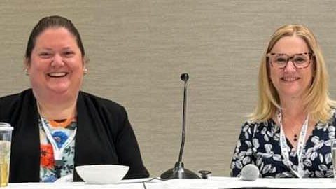 Goshen's Nancy Weber (right) sits next to Marcia Ranieri (left) of Schenectady City Schools. They co-presented on chronic absenteeism in schools. 