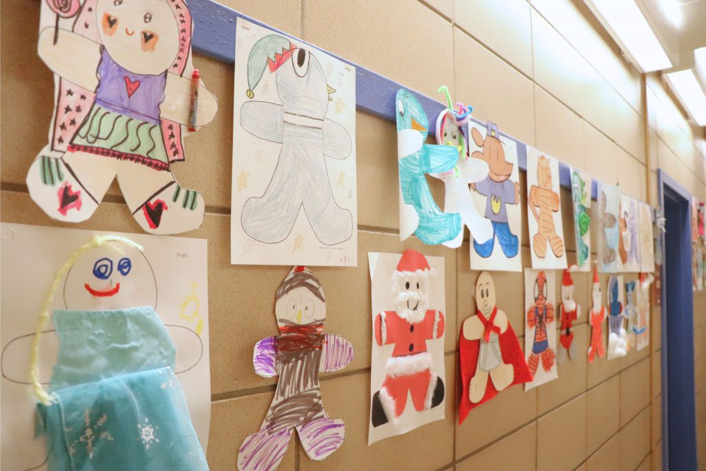 Storytime Gingerbread men in the halls of Scotchtown Elementary School