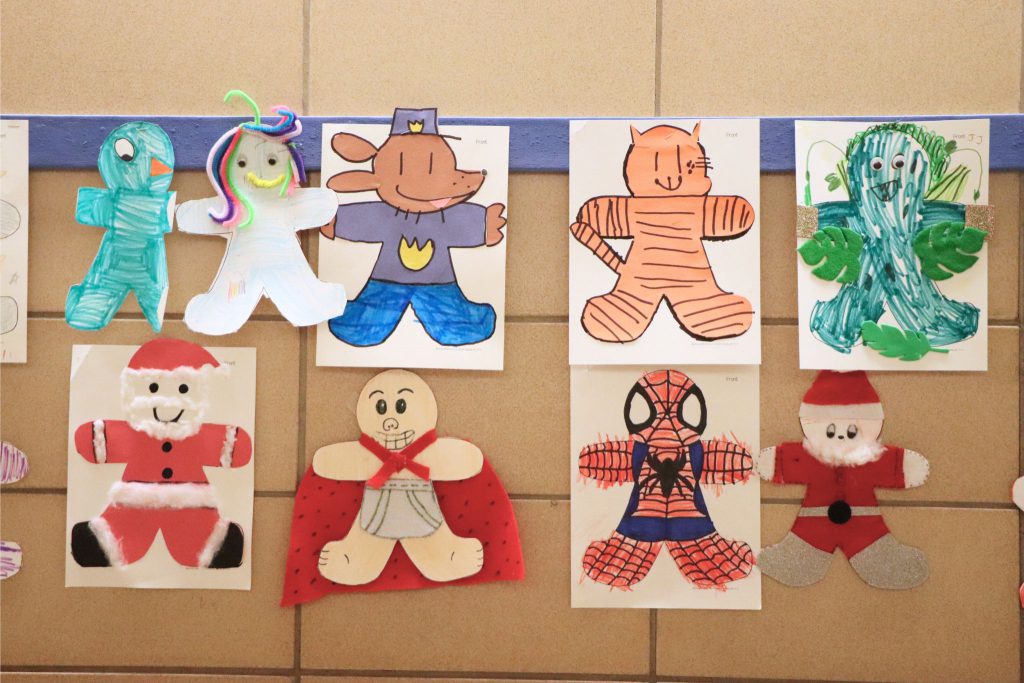 Storytime Gingerbread men in the halls of Scotchtown Elementary School